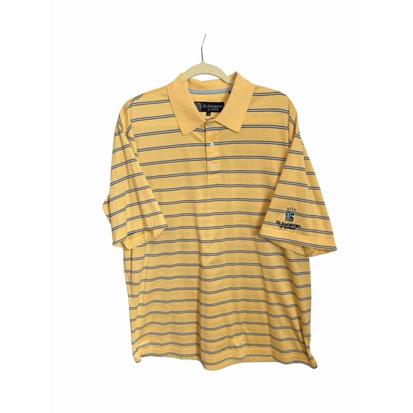 St. Andrews Of Scotland Other - St. Andrews of Scotland Mens Short Sleeve Golf Polo Shirt Size M Yellow Striped